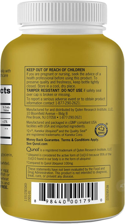 Qunol Ubiquinol CoQ10 200mg Softgels, Ubiquinol 200mg - Active Form of Coenzyme Q10, Antioxidant for Heart Health - 60 Count (Pack of 2)