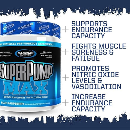 Gaspari Nutrition - SuperPump MAX - The Ultimate Pre Workout Powder, Sustained Energy Preworkout, Nitric Oxide Booster, Muscle Growth, Recovery & Replenishes Electrolytes - 40 Serving (Fruit Punch)