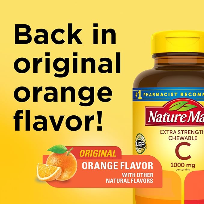 Nature Made Extra Strength Dosage Chewable Vitamin C 1000 mg per Serving, Dietary Supplement for Immune Support, 90 Tablets, 45 Day Supply (Pack of 2)