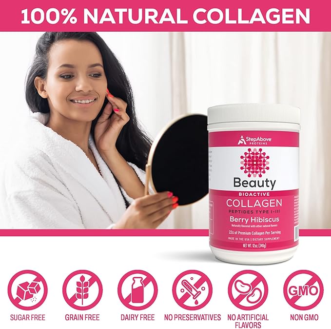Beauty Collagen Peptides, Berry Hibiscus, 12 Oz