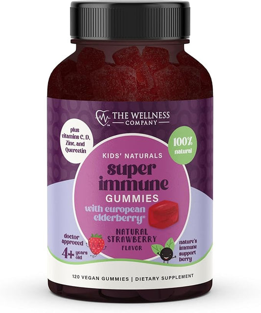 The Wellness Company Super Immune Elderberry Gummies | 120 Gummies (2 Month Supply) | with Zinc and Vitamin C | Non-GMO, Gluten-Free | Supports Immune Health