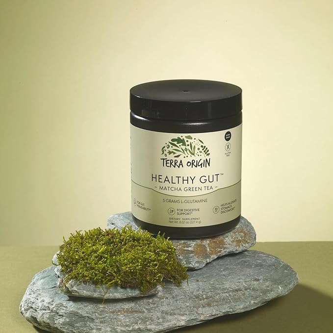 Healthy Gut Matcha Green Tea | 30-Servings with L-Glutamine, Zinc, Glucosamine, Slippery Elm Bark and More!