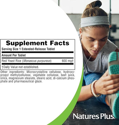 Natures Plus Herbal Actives Red Yeast Rice, Extended Release - 600mg, 30 Vegan Tablets - Herbal Supplement - Vegetarian, Gluten-Free - 30 Servings