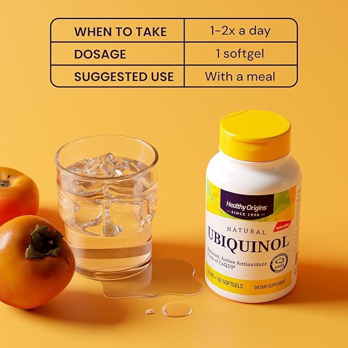 Healthy Origins Ubiquinol (Active Form of CoQ10), 50 mg - Kaneka Ubiquinol Supplements for Heart Health & Antioxidant Support - Gluten-Free & Non-GMO Supplement - 60 Softgels