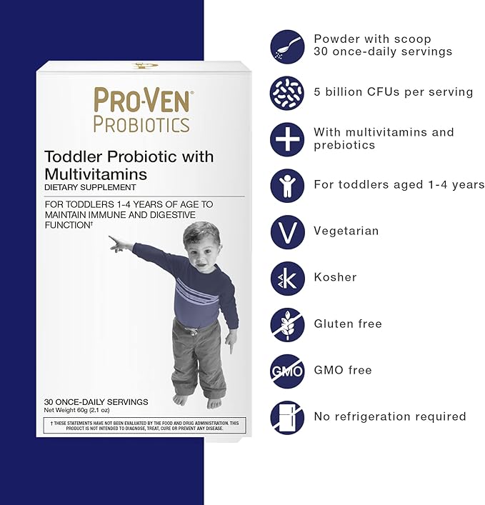 Toddler Probiotic with A-Z Multivitamins & Prebiotics for Ages 1-4 | 5 Billion CFUs | Supports Immune, Gut & General Health | Berry Flavor Powder | 30 Day Supply | Vegetarian & Gluten Free