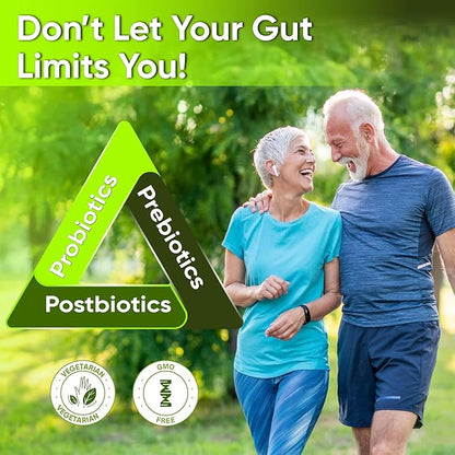 Complete Gut Health for Women and Men with Probiotic, Prebiotic, Postbiotic & Digestive Enzymes to Support Healthy Gut Lining, Digestion Health, Occasional Gas, and Discomfort.