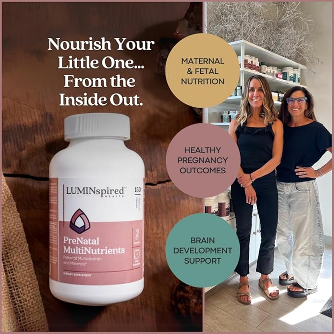 LUMINSPIRED HEALTH Prenatal Vitamins for Women, Prenatal Multivitamins and Mineral Support for Pregnancy, Fetal Development & Maternal Health, Pregnancy Must Haves, Non-GMO, Gluten Free - 150 Counts