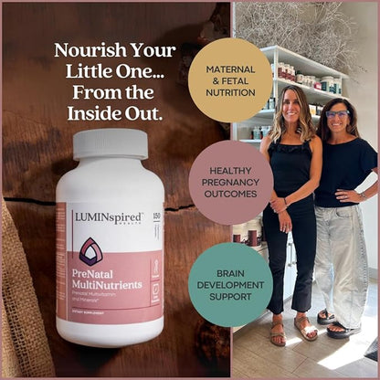 LUMINSPIRED HEALTH Prenatal Vitamins for Women, Prenatal Multivitamins and Mineral Support for Pregnancy, Fetal Development & Maternal Health, Pregnancy Must Haves, Non-GMO, Gluten Free - 150 Counts