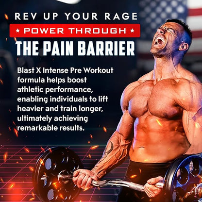 Blast X Advanced Pre Workout Powder, Intense Energy Booster Preworkout for Men & Women, Natural Caffeine + ZumXR®, Beta Alanine, Citrafuze™, L-Citrulline & Taurine for Strength, Focus & Endurance