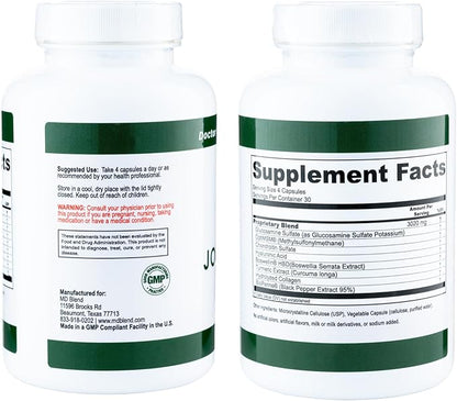 M.D. Joint Relief - Expert Formulated Supplement - Knees, HIPS, Ankles Movement & Mobility - Daily Wellness Blend - Collagen, Hydrolyzed, Glucosamine, BioPerine, Turmeric - 240 Capsules (Pack of 2)