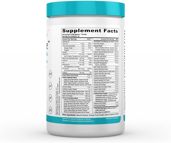 Greens First MenoSolve Plus Probiotics Powder - Natural Relief for Menopause Symptoms - Non-GMO/Dairy-Free/Soy-Free - with Red Clover Flower, Magnesium & Moringa Leaf (30 Servings)