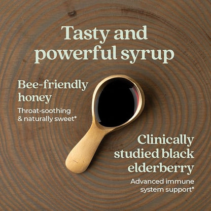 New Chapter Elderberry Kids Syrup, Advanced Immune Defense for Ages 2+, 64x Concentrated Elderberry, Sweetened with Throat-Soothing Grade A Honey, Non-GMO Project Verified, 4 Fl Ounce