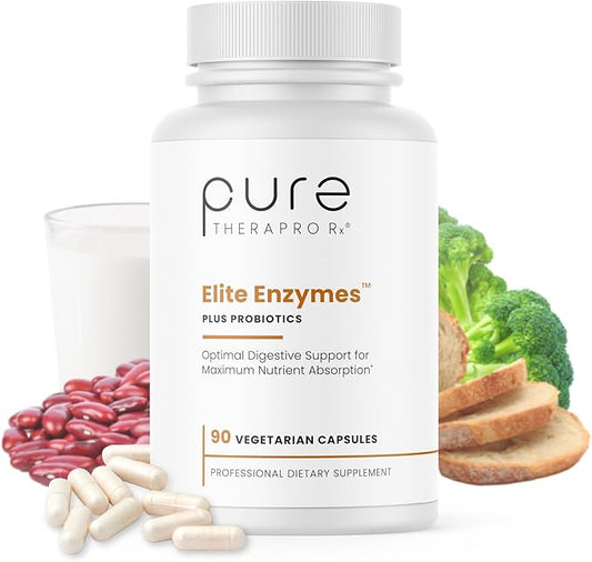 Pure Therapro Rx Elite Enzymes Extra Strength Digestive Enzymes Supplement for Women & Men, 90 Vegan Capsules