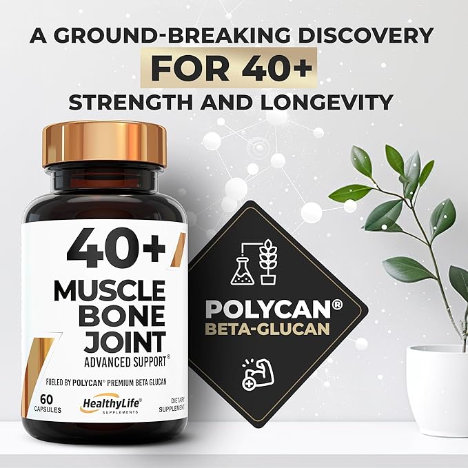 Prevents Muscle Loss and Supports Bone, Joint, and Immune Health – Powered by Clinically Proven Polycan Fermented Beta-Glucan (60 Capsules)