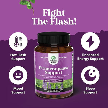 Complete Perimenopause Supplement for Women - Multibenefit Menopause Ease for Women with Maca Root Vitex Berry & Black Cohosh for Hot Flashes Night Sweats Hormone Balance and Mood Support (2 Month)