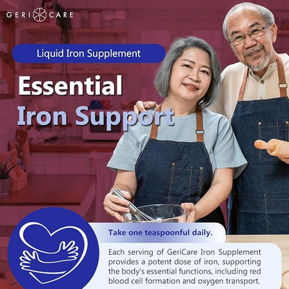 GeriCare 220 High Potency Liquid Iron Supplement | Liquid Iron for Adults | for Anemia and Iron Deficiency | 220mg of Iron Per 5mL Dose. (Pack of 1)