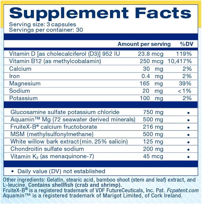 Glucosamine, Chondroitin, MSM, and FruiteX-B Joint Support Supplement - 90ct