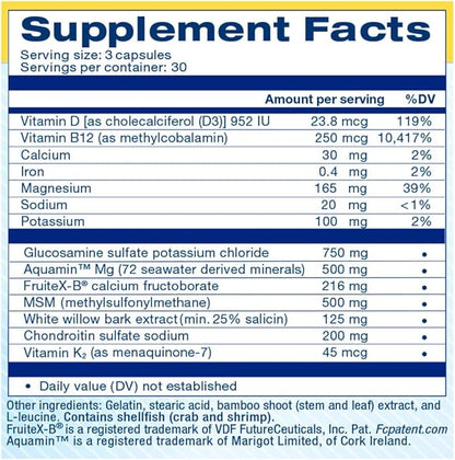 Glucosamine, Chondroitin, MSM, and FruiteX-B Joint Support Supplement - 90ct