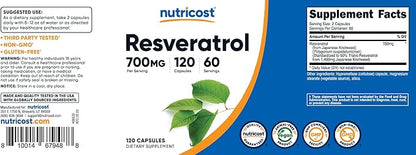 Nutricost Resveratrol 700mg, 120 Capsules - Vegan, Gluten Free, Non-GMO