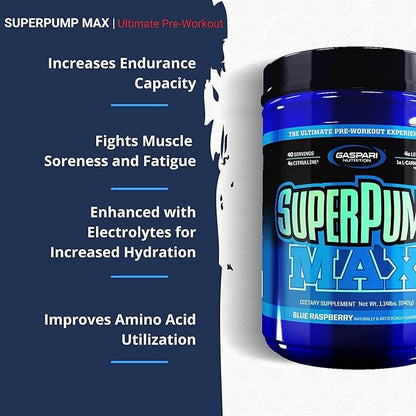 Gaspari Nutrition SuperPump MAX, The Ultimate Pre Workout Powder, Sustained Energy Preworkout, Nitric Oxide Booster, Muscle Growth, Recovery & Replenishes Electrolytes (40 Serving, Orange Cooler)