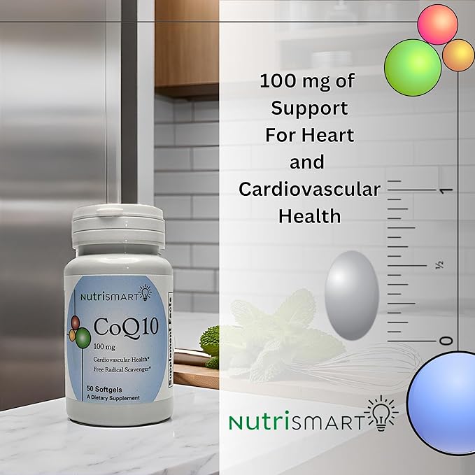 CoQ10 100 mg Coenzyme Q10 Supplement - 50 Softgels for Men and Women - Supports Cardiovascular & Vascular Health Heart Brain Memory & Cognition GMO Free Q10 Coenzyme