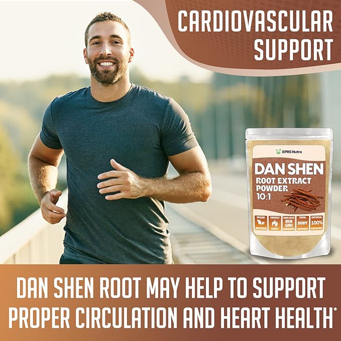 XPRS Nutra Dan Shen Root Extract Powder 10:1- Premium Dan Shen (Red Sage) Concentrated Powder - Vegan Friendly Danshen (8 oz)