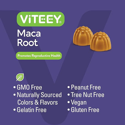 Maca Root Gummies for Men and Women - Reproductive Health, Energy, Drive, Stamina & Hormone Support - Vegan, Gluten Free, Gelatin Free, GMO Free, Tasty Chewable Passion Fruit Flavored Gummy
