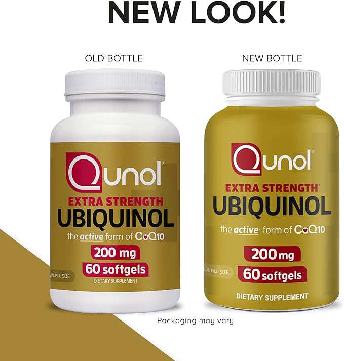 Qunol Ubiquinol CoQ10 200mg Softgels, Powerful Antioxidant for Heart and Vascular Health, Essential for Energy Production, Natural Supplement Active Form of CoQ10, 60ct Softgels