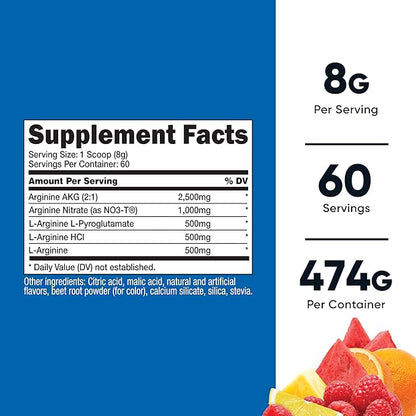 Nutricost L-Arginine Complex (Fruit Punch, 60 Servings) - Gluten Free, Non-GMO