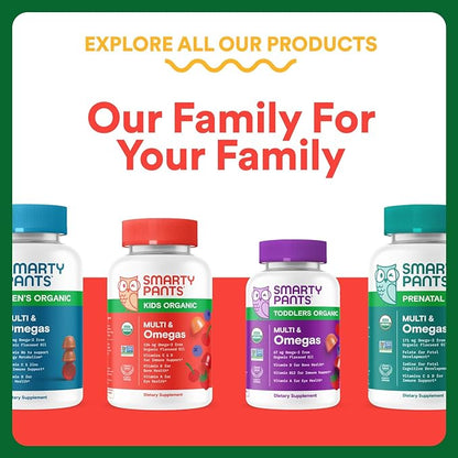 SmartyPants Kids Multivitamin & Fiber Gummies: Prebiotic Fiber to Support Kids Digestion with Vitamin D3, C, Vitamin B12, B6, A, Zinc, Biotin, Folate, Three Fruit Flavors, 120 Count (40 Day Supply)