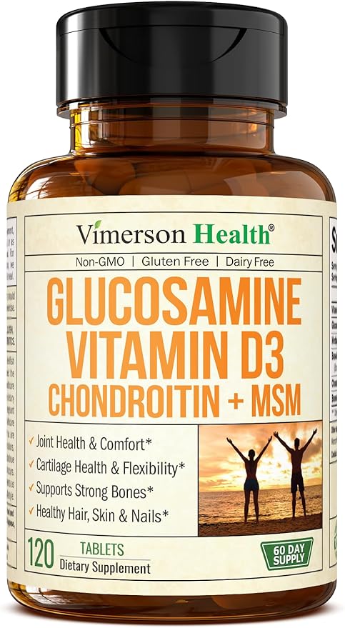 Glucosamine Chondroitin MSM with Vitamin D3, Boswellia, & Bromelain - Bone and Joint Support Supplement for Active Women & Men to Support Hair, Skin, Nails, Strong Bones, & Immune Health. 120 Tablets