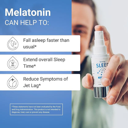 Melatonin Sleep Spray 2 mg (215 Servings) - Liquid Melatonin Spray for Sleep, Fast-Acting Sublingual Formula, Supports Healthy Sleep - Vegan, GMO-Free, Melatonin Spray for Adults