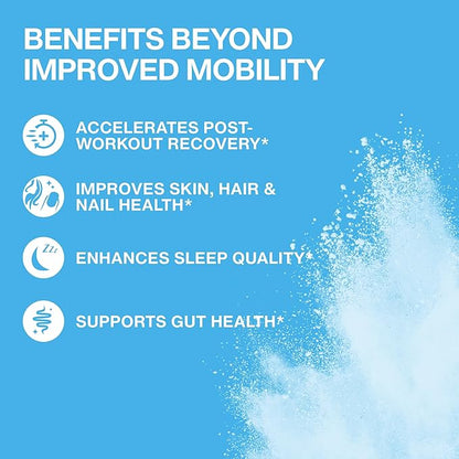 Mobility Collagen Peptides Powder - Glucosamine, Chondroitin, Hyaluronic Acid & Liposomal Vitamin C Joint Bone & Cartilage Support Grass-Fed Type I & III Keto & Paleo 28 Servings, 11.83 oz