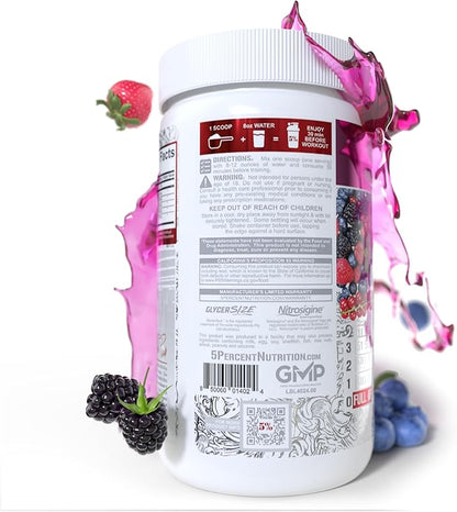 5% Nutrition FullAF Pre-Workout | Stim-Free with Massive Pumps | L-Citrulline, L-Taurine, Nitrosigine, GlycerSize | 13.05 oz (Wildberry)
