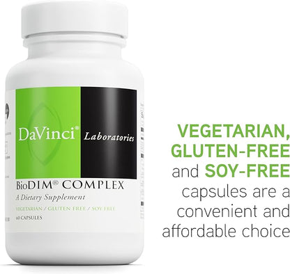 DAVINCI Labs BioDIM Complex - Hormone Support Supplement with Vitamin D3, DIM, Green Tea Extract, Vitamin E, Calcium, HMRlignan & Trans-Resveratrol* - 60 Capsules (30 Capsules)