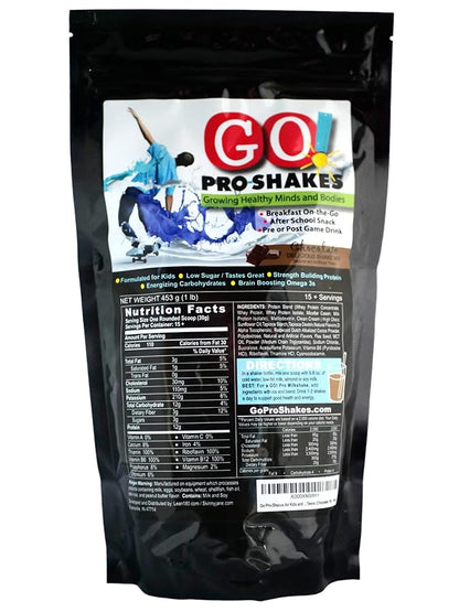GO! Pro Shakes | Great Tasting Protein Powder Smoothie for Kids Teens | Growth Strength | Healthy Snack | Digestive Enzymes | No Added Sugar | Rich Delicious Taste | Nutrition Sports | Chocolate