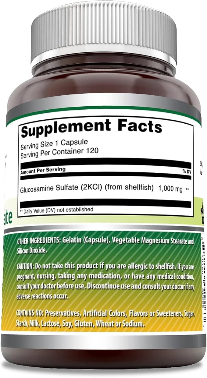 Amazing Formulas Glucosamine Sulfate 1000 mg Capsules Supplement | Non-GMO | Gluten Free | Made in USA (2 Pack | 120 Count)