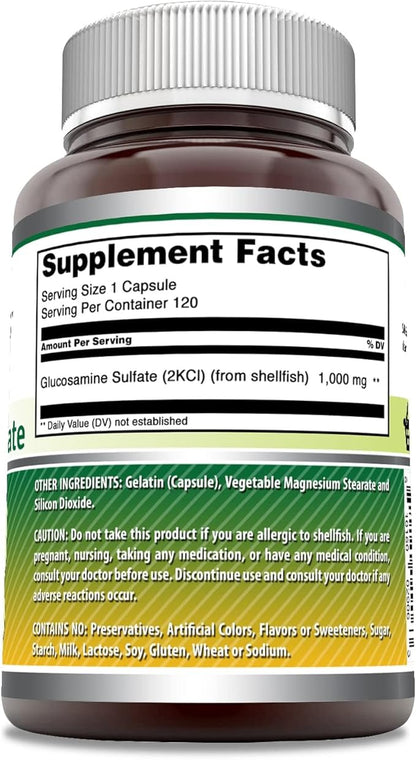 Amazing Formulas Glucosamine Sulfate 1000 mg Capsules Supplement | Non-GMO | Gluten Free | Made in USA (2 Pack | 120 Count)