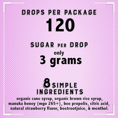 Vocal Eze Manuka Honey Strawberry UMF 10+ (MGO 265+) Menthol Cough Drops (120) | Lozenges for Sore, Hoarse, Fatigue, Dryness of Throat | Voice Support, All Natural and Organic Ingredients