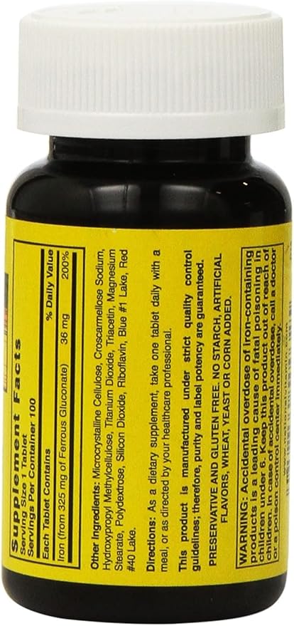 Nature`s Blend Ferrous Gluconate Tablets 324 mg, 100 Count (Pack of 2)