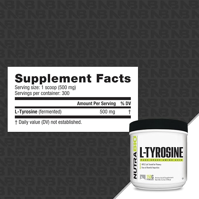 NutraBio L-Tyrosine Supplement, 150g – Help Support Athletic Performance and Wellness