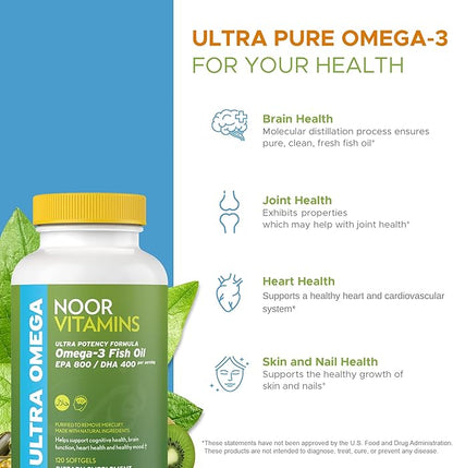 Noor Vitamins Women's Multivitamin and Omega Fish Oil Supplement Bundle