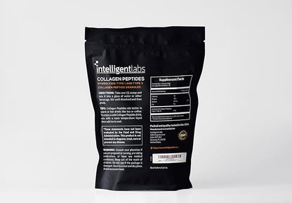 Intelligent Labs Hydrolyzed Type 1 and 3 Collagen Peptide Granules, Collagen Powder Unflavored, Keto and Paleo-Friendly, Third-Party Verified For Purity, 11g per Serving, 30 Servings a Pouch