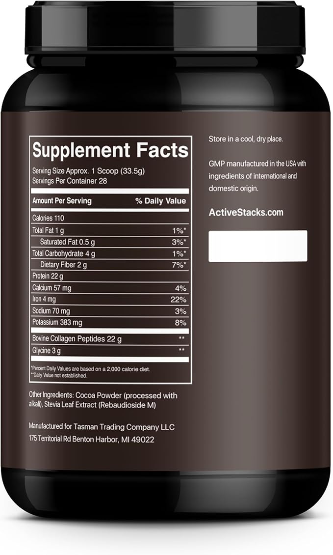 Collagen Peptides Protein Powder, Chocolate - Supports Healthy Hair, Skin, Bones and Joints for Men and Women - Easy-to-Mix Type 1 & 3 Hydrolyzed Collagen from Grass-Fed Beef, 2 Pound