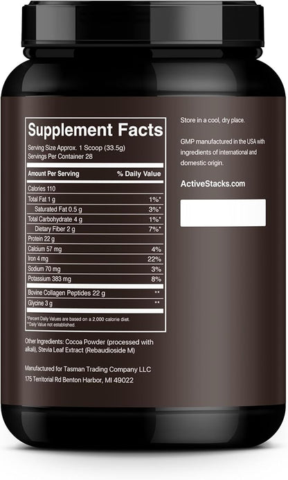 Collagen Peptides Protein Powder, Chocolate - Supports Healthy Hair, Skin, Bones and Joints for Men and Women - Easy-to-Mix Type 1 & 3 Hydrolyzed Collagen from Grass-Fed Beef, 2 Pound