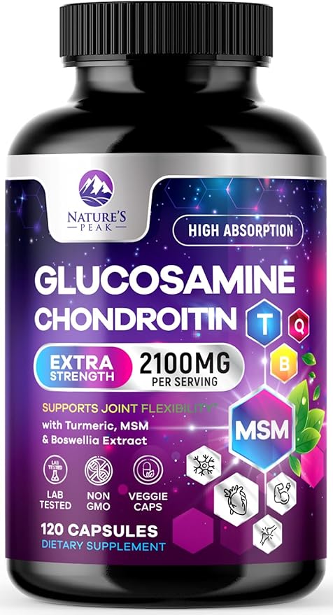 Glucosamine Chondroitin Supplements MSM Complex - Antioxidant & Joint Support with Turmeric, Boswellia, Quercetin - For Occasional Discomfort of Joints, Back, Hands, Knees & Mobility - 120 Capsules