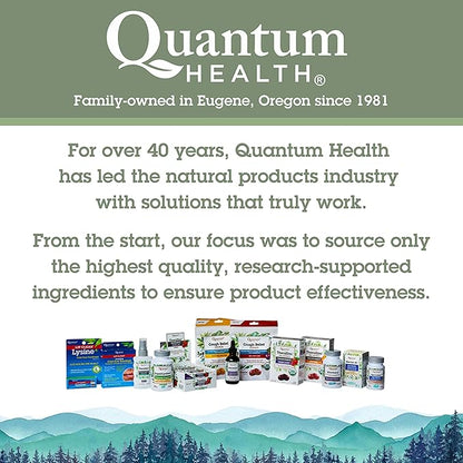 Quantum Health Super Lysine+ / Advanced Formula Lysine+ Immune Support with Vitamin C, Echinacea, Licorice, Propolis, Odorless Garlic (180 Tablets), Packaging may vary