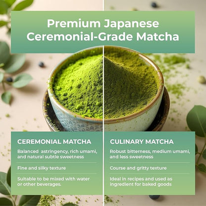 Japan Matcha Collagen Peptides Powder Supplement, Ceremonial Grade Matcha Green Tea Powder, Convenient Individual Travel Sized Package, 4.2oz