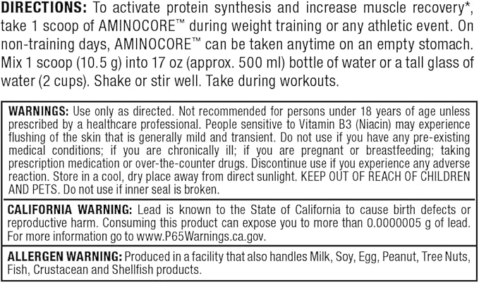 ALLMAX Nutrition AMINOCORE BCAA – 8G BCAAs – 100% Pure Branch Chained Amino Acids – Gluten Free - Watermelon - 315 Gram