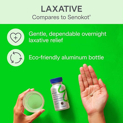 Foster & Thrive Senna Laxative, 150 Tablets, Natural Vegetable Ingredients, Day and Overnight Bowel Relief for Constipation, Bloating, Irregularity, Comparable to Senokot-S
